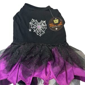 Thrills & Chills Small Halloween Glows In The Dark Web‎ Heart Dog Dress Tutu